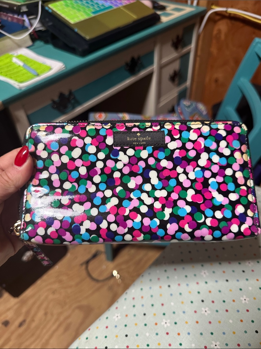 kate spade Multicolor Dot Zip Wallet